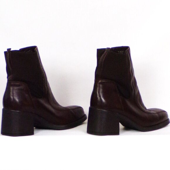 LIZ CLAIBORNE size 9M brown COLLINA mid-heel ankle boots leather uppers - Picture 9 of 15